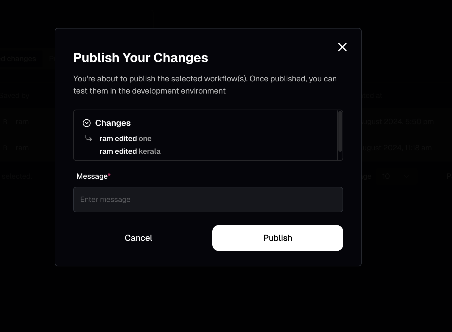 Publish Changes